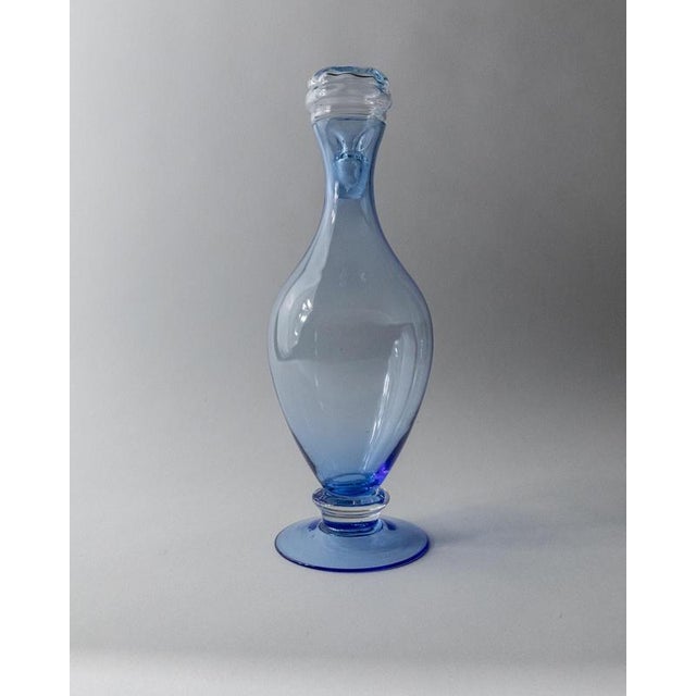 Vintage Blue Murano Glass Decanters with Stoppers, Italy, 1940s, Set of 2 For Sale - Image 5 of 11