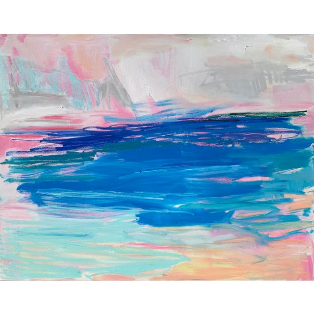 "Caribbean Calling" by Trixie Pitts Large Abstract Oil Painting For Sale - Image 9 of 10