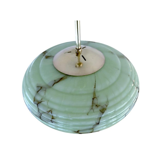 Art Deco Pendant Light in Green Marble Glass, 1930s For Sale - Image 9 of 18