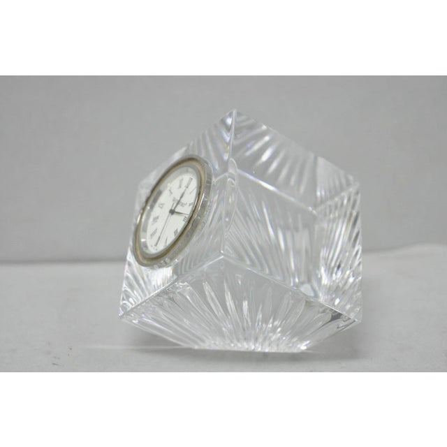 Vintage Waterford Crystal Glass Diamond Shaped Meridian Small Desk Clock For Sale In Philadelphia - Image 6 of 11