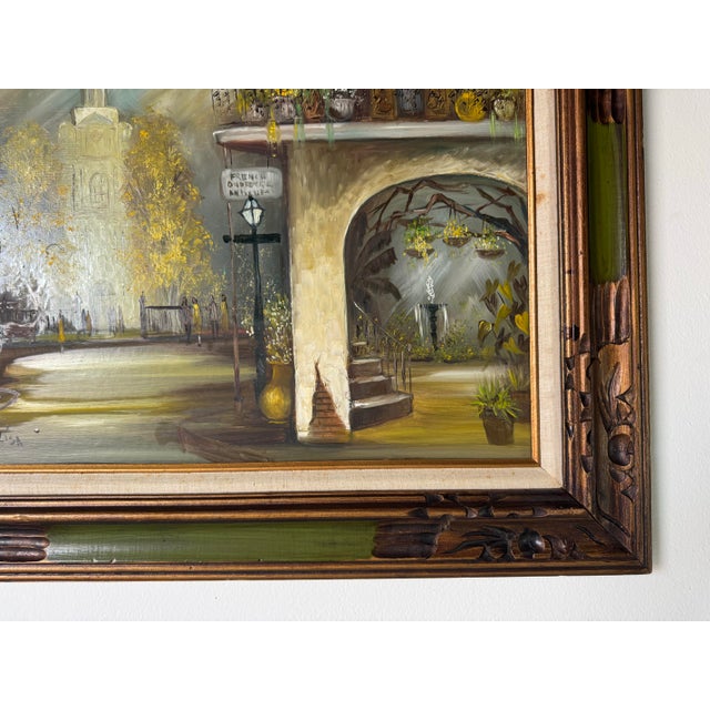 1970s Vintage Impressionist French Quarter Street Scene Oil Painting by Lisa For Sale - Image 9 of 11