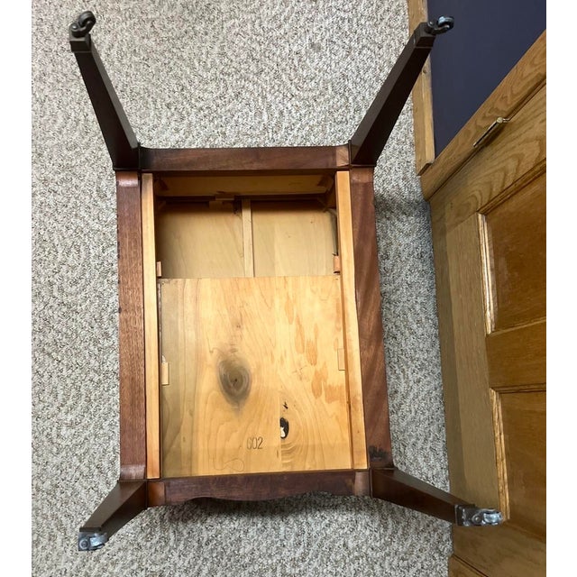 Wood Vintage Mahogany Nightstand With Tooled Leather Top — Georgian Revival, Mid-Century For Sale - Image 7 of 8