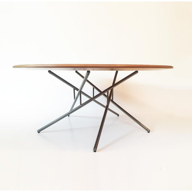 Coffee table with amazing spiral chrome base, unknown designer, circa 1960.