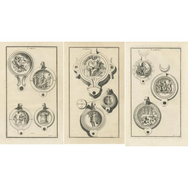 Montfaucon, Classical Lamps, 1722, Prints, Set of 2 For Sale - Image 5 of 6