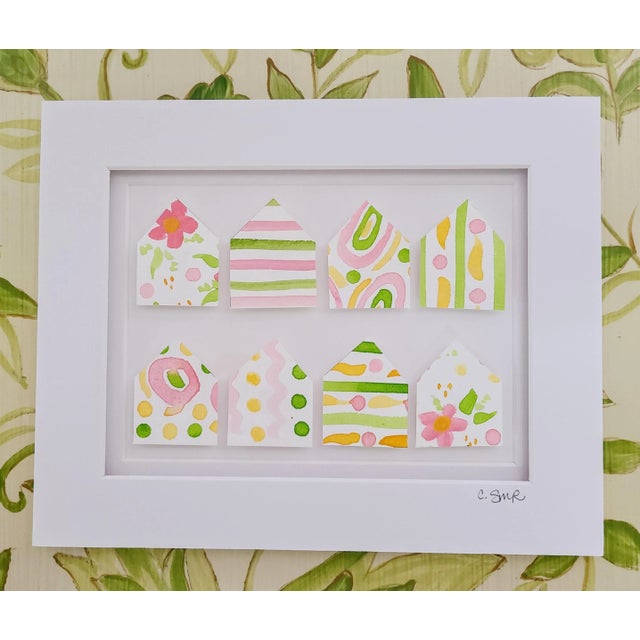 Contemporary "Little Houses No. 1" Original Abstract Collage by Suzanne MacCrone Rogers For Sale - Image 3 of 6