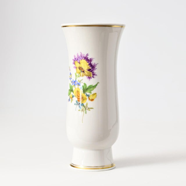 German Hand-Painted Flower Series Porcelain Vase from Meissen, 1950s, in Flawless conditions. Designed before 1890 This...