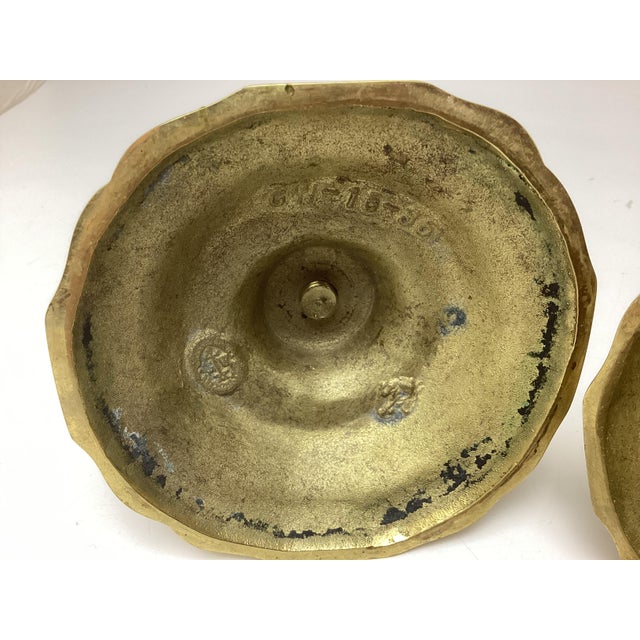 Mid 20th Century Solid Brass Virginia Metalcrafters Colonial Williamsburg Candle Holders Nice Pair For Sale - Image 4 of 4