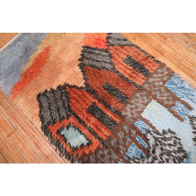 Mid 20th Century Swedish Rya Water Bungalow Mini Rug - 1'10" x 3'9" For Sale - Image 4 of 8