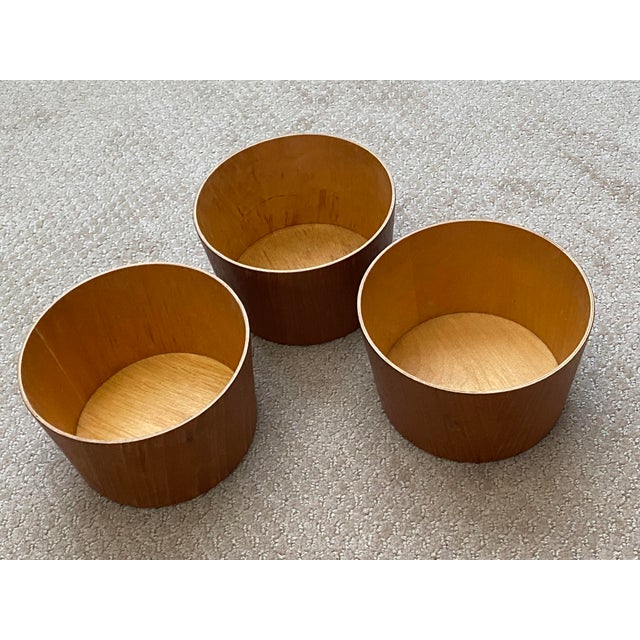 Mid-Century Modern Set of 3 Midcentury Danish Modern Stackable Servex Teak Bowls, Made in Sweden For Sale - Image 3 of 12