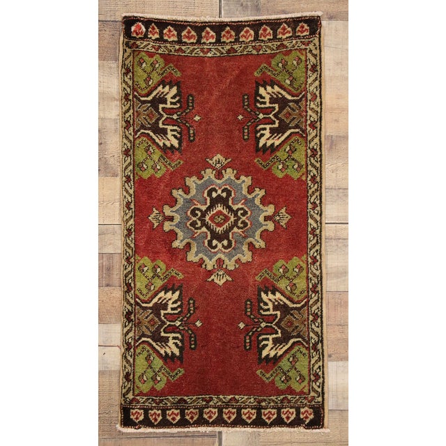 Red Vintage Turkish Yastik Rug - 01'08 X 03'02 For Sale - Image 8 of 8