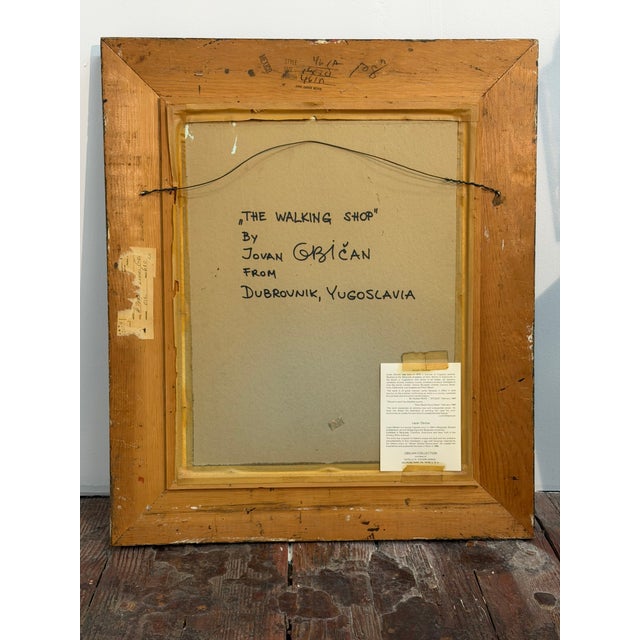 The Walking Shop Painting by Jovan Obican, Croatia 1970 For Sale - Image 4 of 15