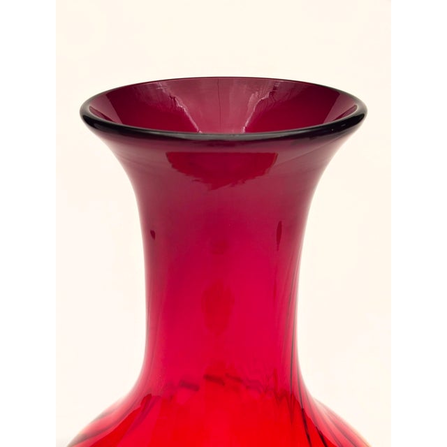 1970s MCM Tall Tangerine Swirl Vase by Blenko For Sale - Image 12 of 12