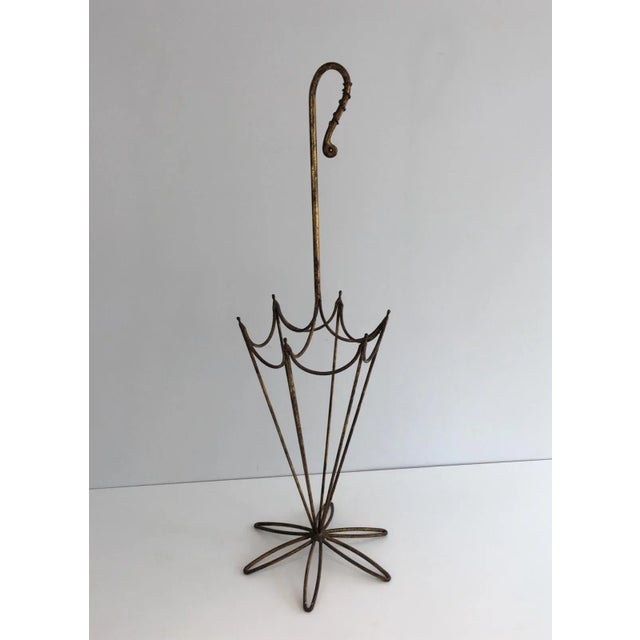 Gold Gilt Iron Umbrella Stand, circa 1940 For Sale - Image 4 of 13