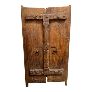 Early 1900's Teak Wood Window Shutters Repurposed Wall Hanging For Sale