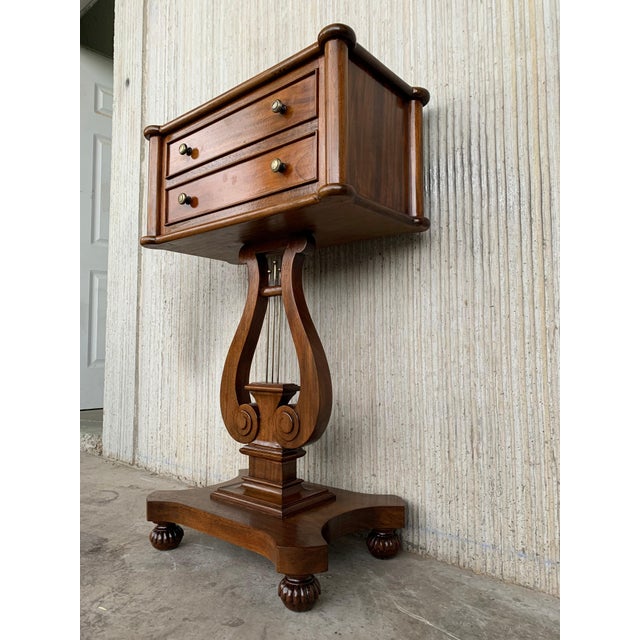 French Early 20th Century Regency Style Harp Side Table with Two Drawers For Sale - Image 18 of 18