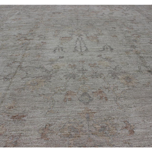 Large Angora Oushak Turkish Rug in Cream, Taupe, Silver, and Hints of Faded Blue 12'5 X 18'5 For Sale - Image 10 of 11