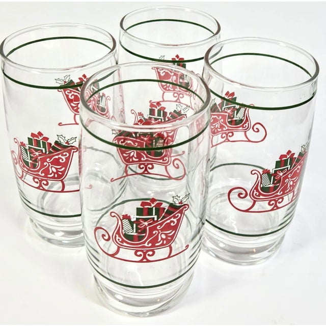 Red Nostalgic Sleigh Tumblers- Set of Four For Sale - Image 8 of 9
