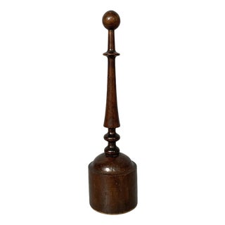 Italian Round Doorstop in Turned Wood, 1930s For Sale