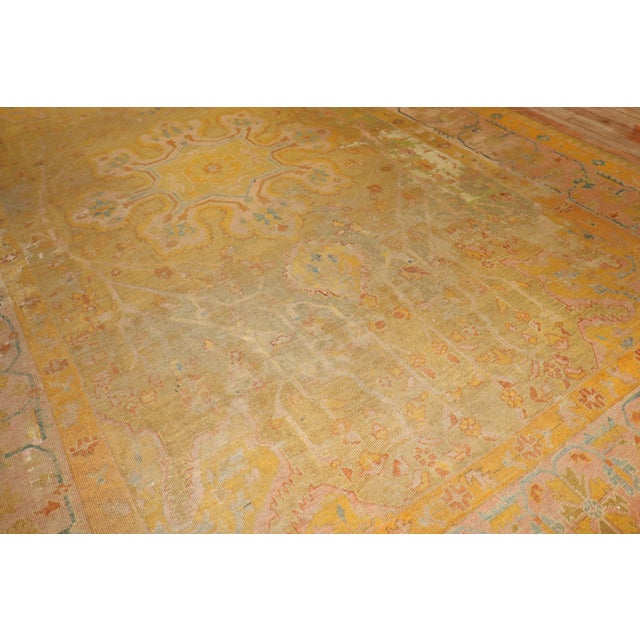 Orange 19th Century Distressed Colorful Antique Zabihi Collection Turkish Oushak Rug - 9'9" x 15' For Sale - Image 8 of 12