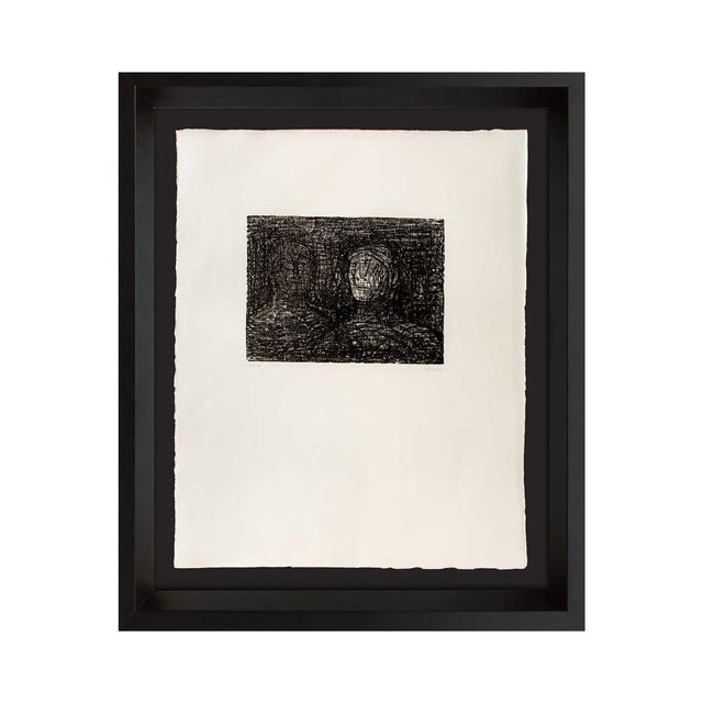 Black Henry Moore Hand Signed Lithograph Original" Thin Lipped..." with Frame For Sale - Image 8 of 8