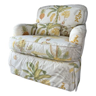 Botanical Print Upholstered Lounge Chair by Sherrill Furniture Co. Circa 1980's. For Sale