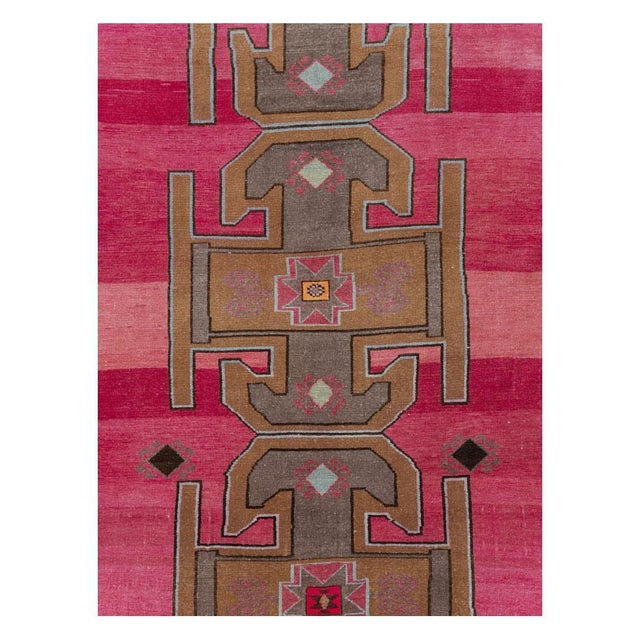 A vintage Turkish Anatolian long & narrow gallery carpet handmade during the mid-20th century. Measures: 7' 4" x 22' 2".