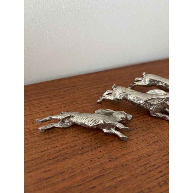 Vintage Silver-Plated Metal Rabbit Knife Rests, 1970s, Set of 6 For Sale - Image 3 of 7