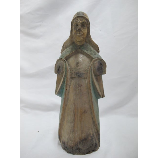 Spanish Colonial Santos Polychrome Carved Wood Saint & Jesus Icon Set of 3 For Sale - Image 14 of 14