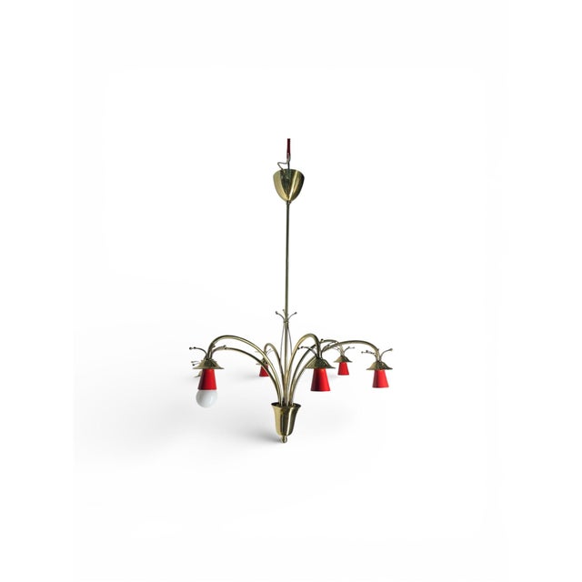 Metal Vintage Attributed to Stilnovo Chandelier For Sale - Image 7 of 8