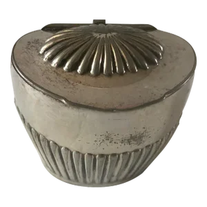 Antique Silver Clam Seashell Hinged Box