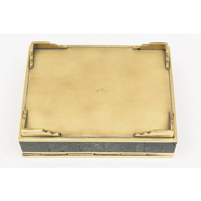 Vintage Sigi Pieneda Hinged Box With Brass, Rosewood, Silver, Sodalite, Turquoise Crushed Stone 1950's For Sale - Image 9 of 11