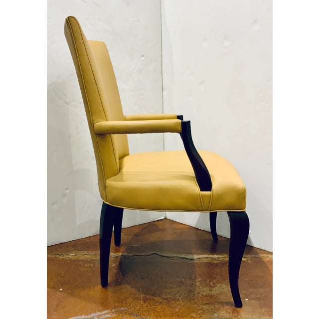 Baker Furniture Company Baker Modern Mustard Leather Arm Chair/Desk Chair For Sale - Image 4 of 6