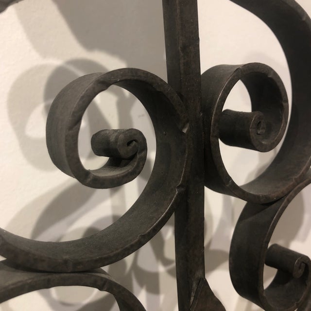 1990s Italian Three Light Wrought Iron Sconce For Sale - Image 4 of 11