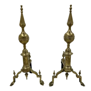 Pair of 1980s Brass Andirons