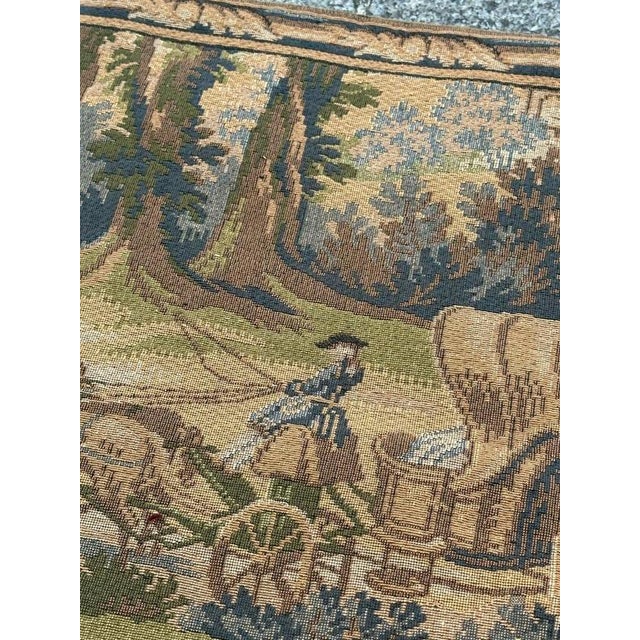 Beige Vintage French Jacquard Tapestry with Hunting with Hounds Motif in the style of Aubusson, 1970s For Sale - Image 8 of 18