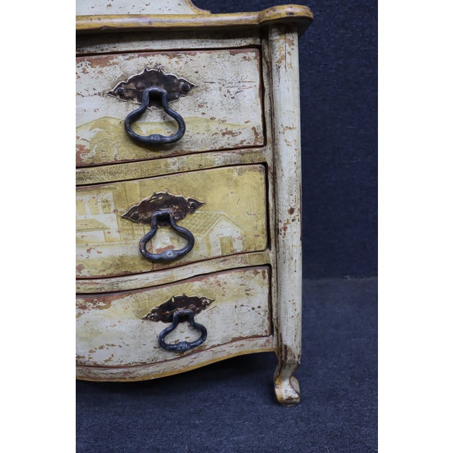 Italian Style Painted Three Drawer Commode With Scenic Decoration For Sale - Image 14 of 18