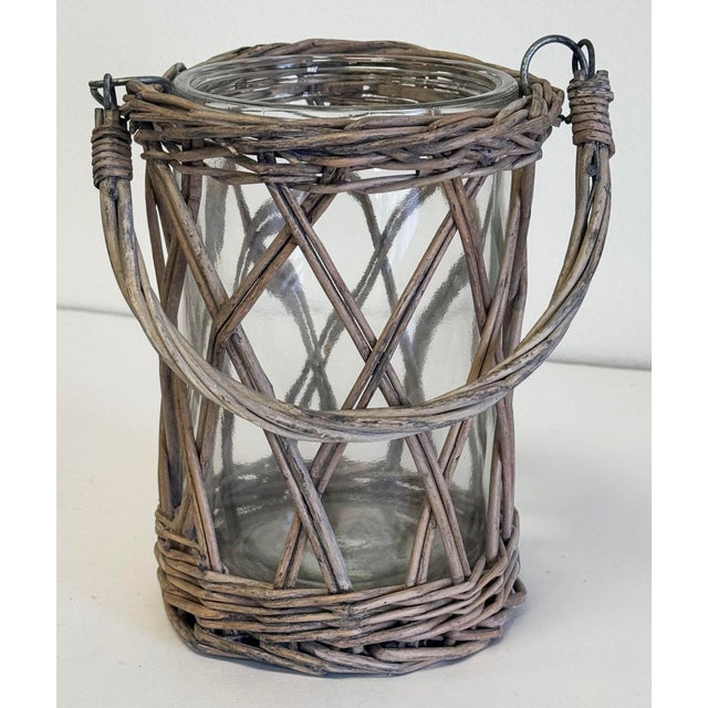 Vintage Wicker Wrapped Utensil Caddy or Candleholder For Sale In Kansas City - Image 6 of 6