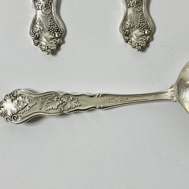 1940s Vintage Hollywood Regency English Chippendale Silverplate Dessert Spoons - Set of 6. For Sale - Image 6 of 10