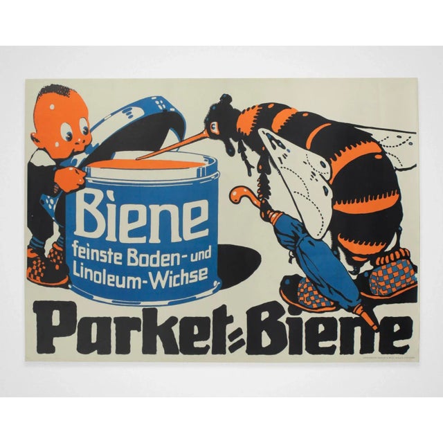 1920s Large Advertisement Poster for Parket Biene Beeswax Company, 1920s For Sale - Image 5 of 5