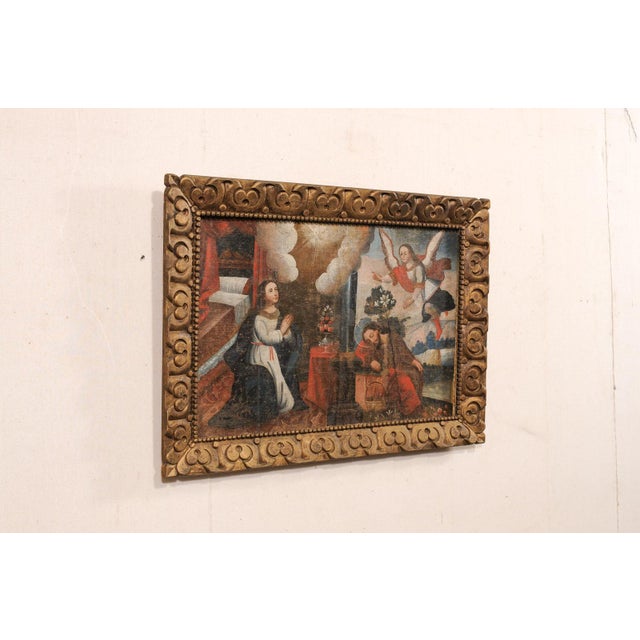 19th C. Spanish Colonial Religious Painting For Sale - Image 9 of 10