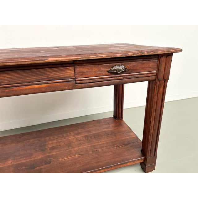 Brown Small Pine Drapery Table, 1950s For Sale - Image 8 of 18