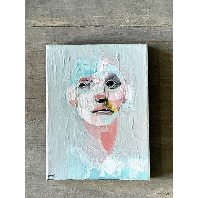 Wood Vintage Abstract Expressionist Portrait Painting For Sale - Image 7 of 14