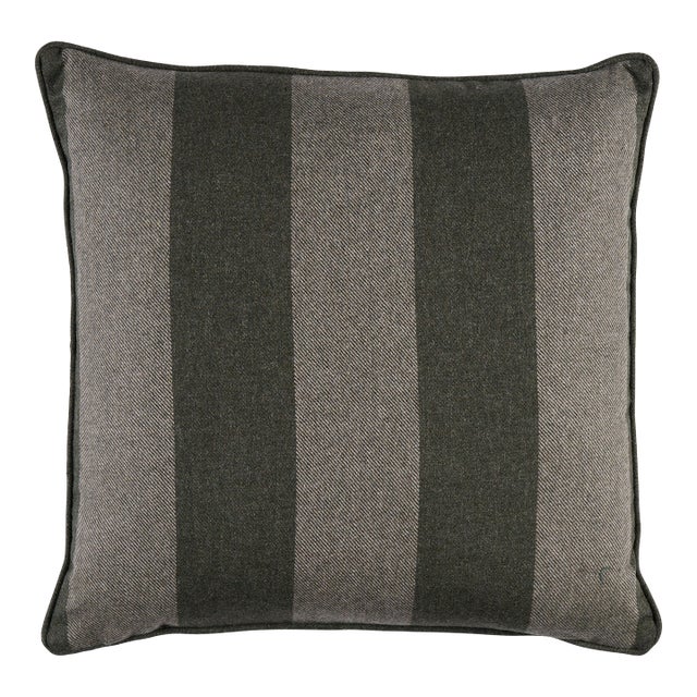 Schumacher Hemlock Stripe 20" Pillow In Sage For Sale