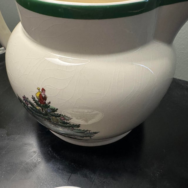 Ceramic Vintage Spode Christmas Tree Pitcher and Coaster/Dish Set - Decorative Use For Sale - Image 7 of 7