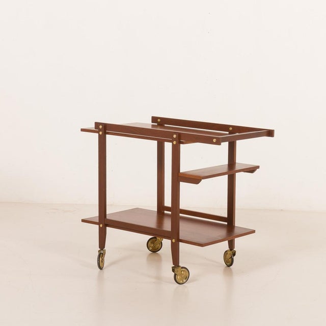 Vintage Brass and Teak Bar Cart, 1960s For Sale - Image 6 of 13