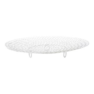 Modern White Lacquered Metal Large Circle Bowl With Circle Feet For Sale