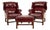 Hancock & Moore Chippendale Wingback Leather Lounge Chairs With Ottoman For Sale
