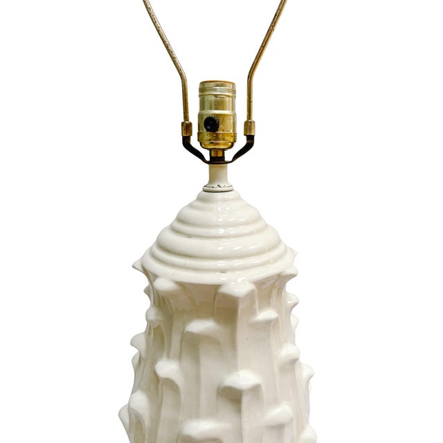 1960s Palm Beach Regency Italian Porcelain Artichoke Table Lamps - A Pair For Sale - Image 13 of 16