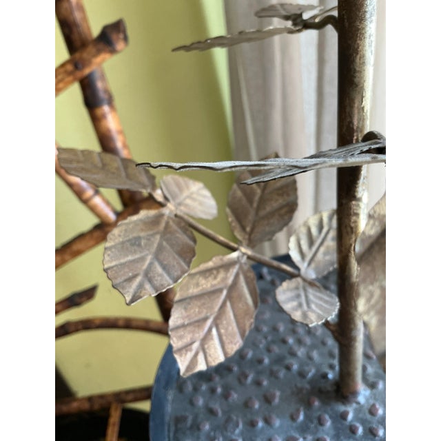 French Pair of Italian 26” Vintage Tole Rose Topiaries For Sale - Image 3 of 8