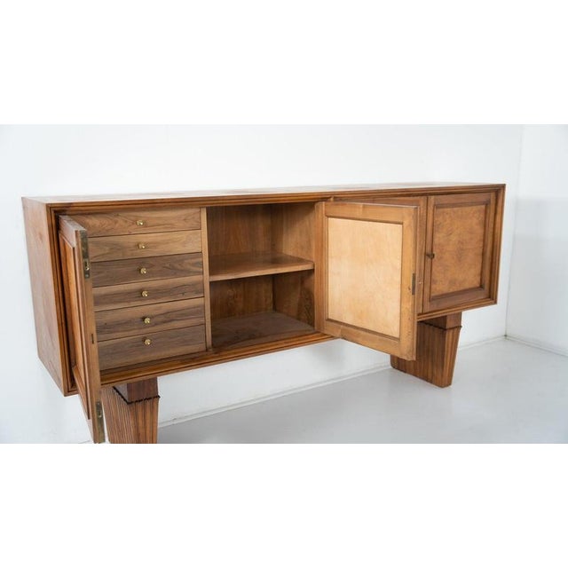 Brown Mid-Century Art Deco Style Wooden Sideboard, Italy For Sale - Image 8 of 16